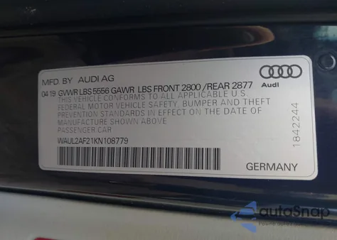 2019 Audi A6 55 Premium z USA, uszkodzony, nr VIN WAUL2AF21KN108779